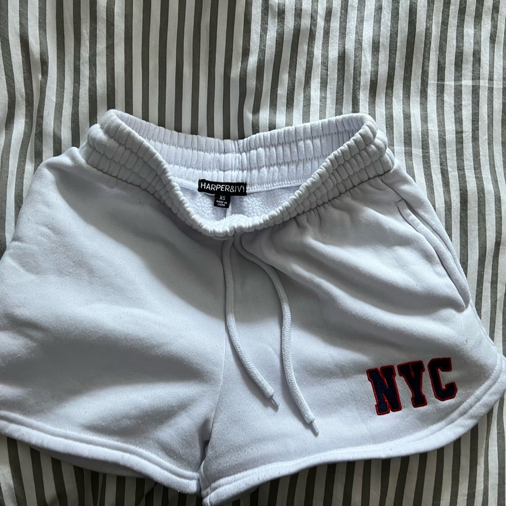 White Women's Shorts with NYC Embroidery